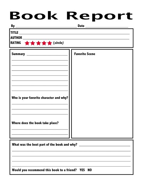 what is a book report template
